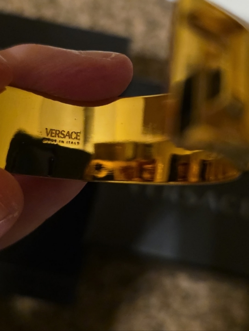 VERSACE Medusa and Greca logo gold tone double cuff bangle bracelet/ NEVER Worn - Picture 3 of 4